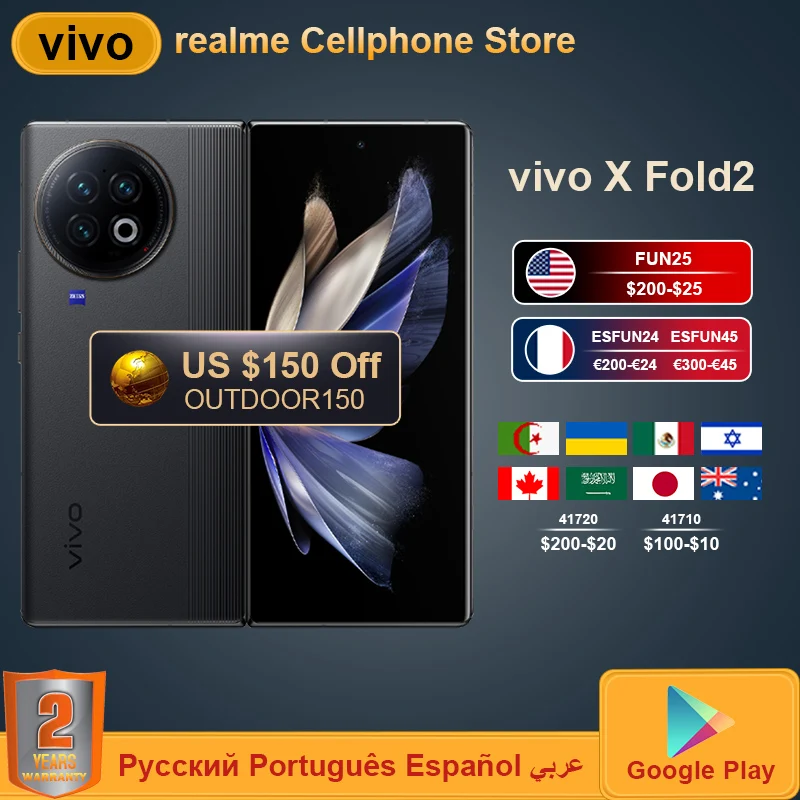Оригинальный смартфон vivo X Fold2, телефон с экраном 8,03 дюйма, Snapdragon 8Gen2, 120 дюйма, 2K, E6, AMOLED, Вт, зарядка 50 Вт, беспроводная связь, фотография 50 МП
Оригинальный смартфон vivo X Fold2, телефон с экраном 8,03 дюйма, Snapdragon 8Gen2, 120 дюйма, 2K, E6, AMOLED, Вт, зарядка 50 Вт, беспроводная связь, фотография 50 МП