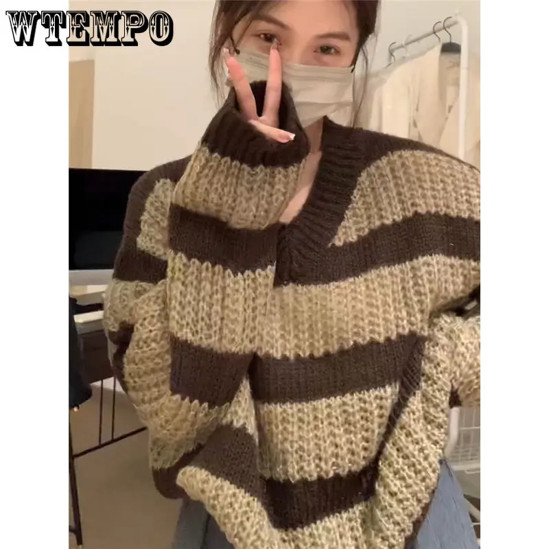 Свитер WTEMPO в полоску, зимний женский топ, свободный утепленный пуловер в стиле ретро с V-образным вырезом и длинным рукавом, универсальный вя...
Свитер WTEMPO в полоску, зимний женский топ, свободный утепленный пуловер в стиле ретро с V-образным вырезом и длинным рукавом, универсальный вя...