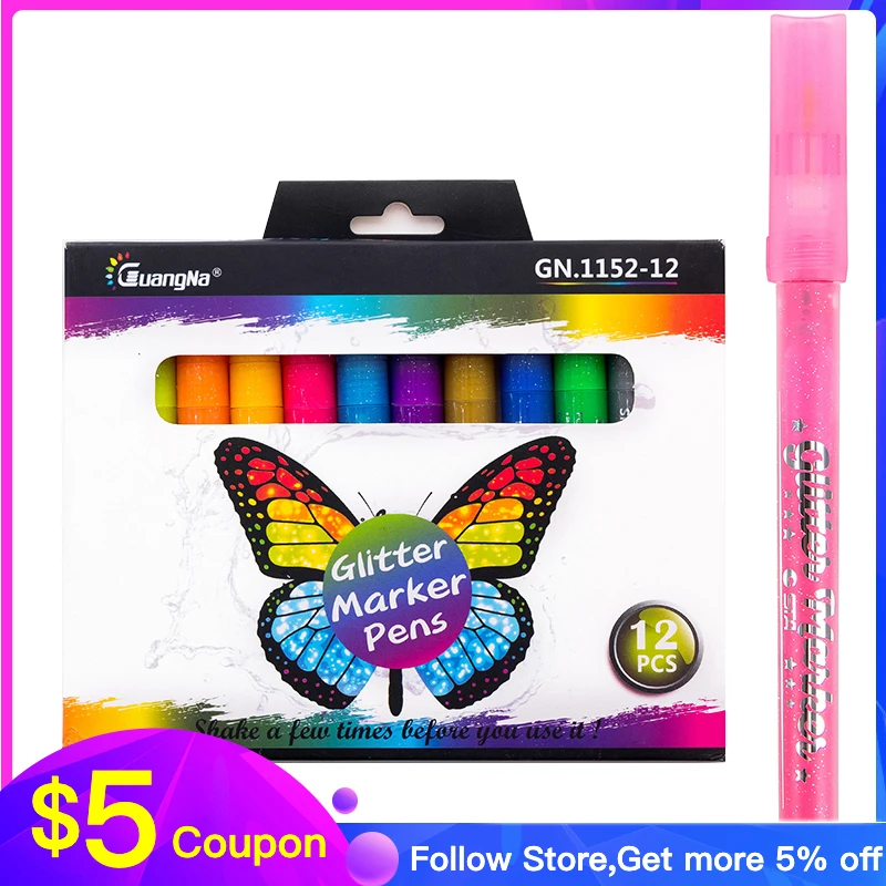12 Colors/set Glitter Markers Bright Sparkling Color Metallic Marker Water Paint Gold Metal Pen DIY for Black Paper Stone Wood
12 Colors/set Glitter Markers Bright Sparkling Color Metallic Marker Water Paint Gold Metal Pen DIY for Black Paper Stone Wood