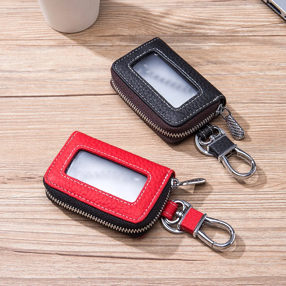 New Transparent Window Style Contrast Colors First Layer Cow Leather Simplicity Waist Metal Buckle Design Automobile Car Key Bag
New Transparent Window Style Contrast Colors First Layer Cow Leather Simplicity Waist Metal Buckle Design Automobile Car Key Bag