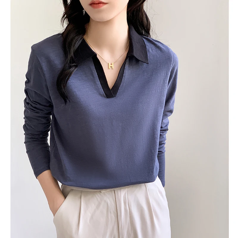 Cotton T Shirt Women Long Sleeve Tees Turn-down Collar Top Korean Clothes Loose Casual Tshirt 2022 Spring Autumn Vetement Femme
Cotton T Shirt Women Long Sleeve Tees Turn-down Collar Top Korean Clothes Loose Casual Tshirt 2022 Spring Autumn Vetement Femme