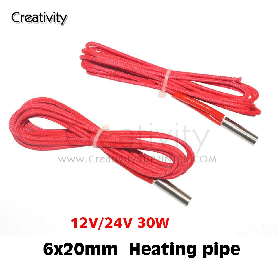 

12/24V 30W Ceramic Cartridge Heater 6mm*20mm 100CM For Extruder 3D Printers Parts Heating Tube Heat 12V 24V 30W Extrusion Part