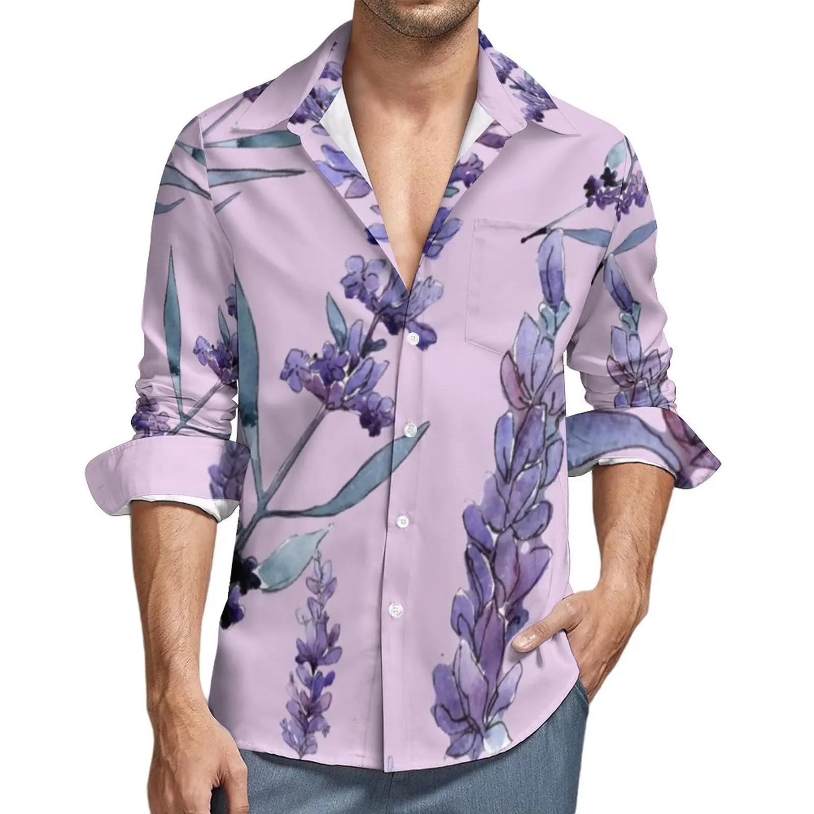 Violet Lavender Streetwear Casual Shirt Mens Purple Floral Print Shirt Autumn Cool Blouses Long Sleeve Custom Oversized Clothes 
Violet Lavender Streetwear Casual Shirt Mens Purple Floral Print Shirt Autumn Cool Blouses Long Sleeve Custom Oversized Clothes
