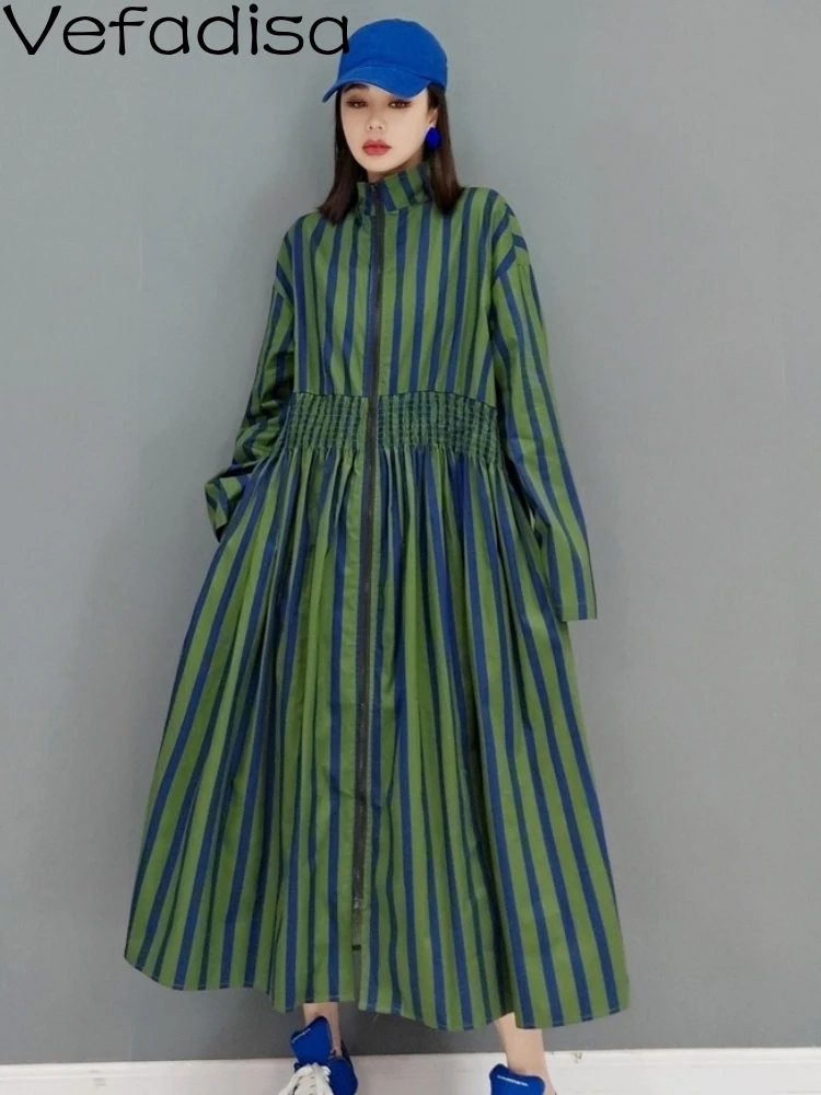 Vefadisa 2023 New Autumn Women Casual Sleeves Turtleneck Dress Loose Stripe Printing Mid-length Shrink Waist Zipper Dress ZY1891
Vefadisa 2023 New Autumn Women Casual Sleeves Turtleneck Dress Loose Stripe Printing Mid-length Shrink Waist Zipper Dress ZY1891
