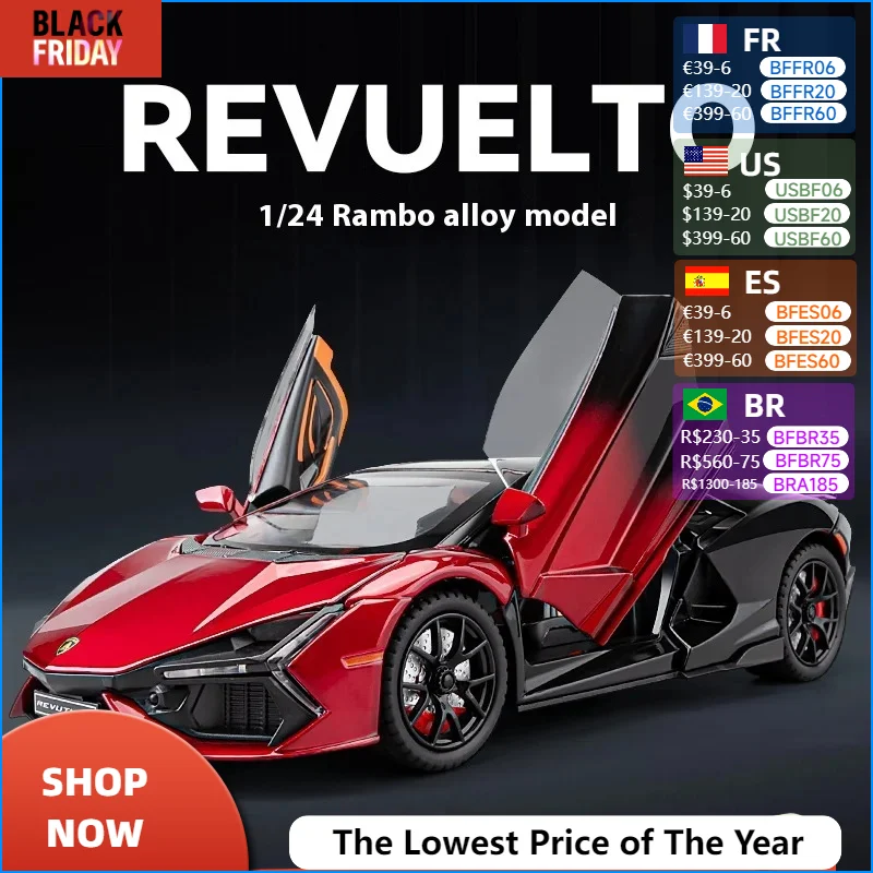 Коллекция Lamborghini Revuelto 1/24 года модель автомобиля из металлического сплава под