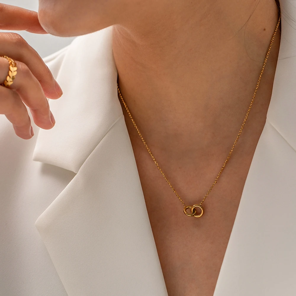 Personality Interlocking Pendant Necklace For Women Gold Rings Pendant Necklace Ladies Stainless Steel Necklace Jewelry Gift
Personality Interlocking Pendant Necklace For Women Gold Rings Pendant Necklace Ladies Stainless Steel Necklace Jewelry Gift