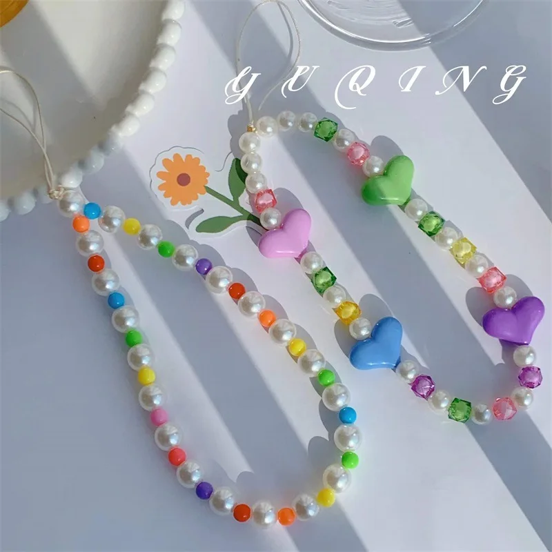 Fashion Trend Resin Color Love Acrylic Beaded Diy Imitation Pearl Anti-lost Lanyard Mobile Phone Chain Female Exquisite Jewelry
Fashion Trend Resin Color Love Acrylic Beaded Diy Imitation Pearl Anti-lost Lanyard Mobile Phone Chain Female Exquisite Jewelry