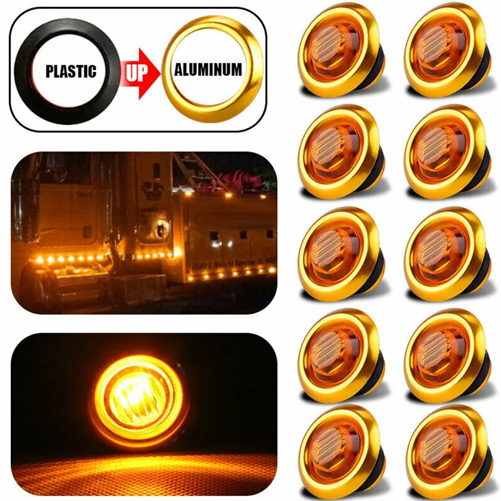 10pcs Universal 3/4" 12V Marker Light LED Truck Trailer Round Side Indicator Yellow Waterproof New
10pcs Universal 3/4" 12V Marker Light LED Truck Trailer Round Side Indicator Yellow Waterproof New