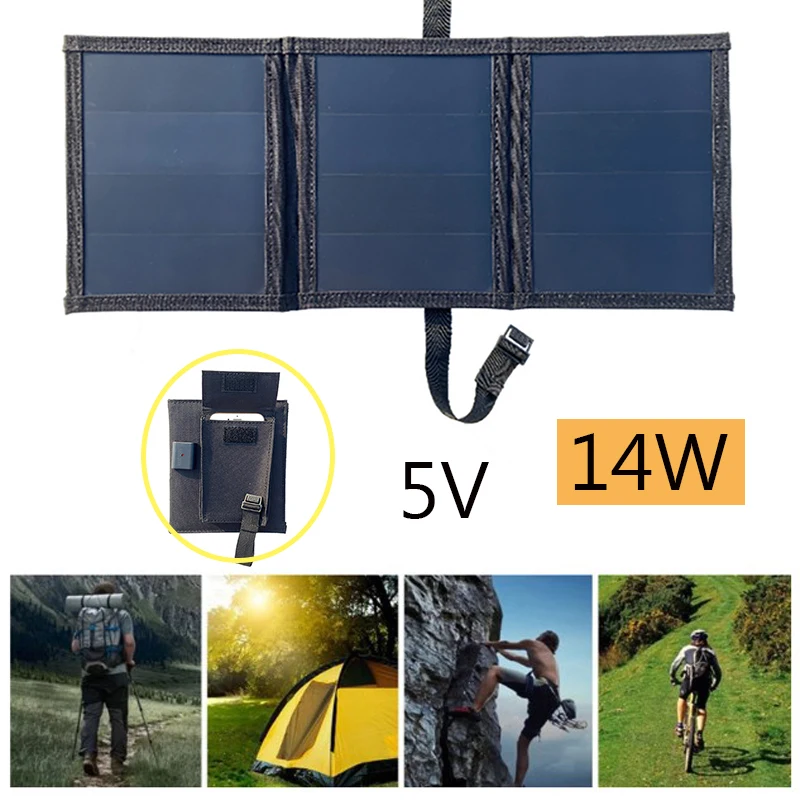 14W Outdoor Foldable Solar Panels Cell 5V USB Portable Solar Smartphone Battery Charger for Tourism Camping Hiking
14W Outdoor Foldable Solar Panels Cell 5V USB Portable Solar Smartphone Battery Charger for Tourism Camping Hiking