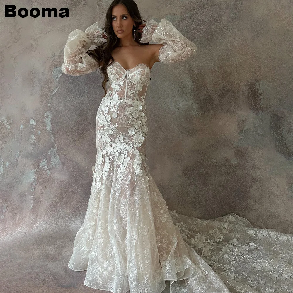 Booma Mermaid Wedding Dresses Sweetheart Appliques Puff Sleeves Long Bridals Party Dresses for Women Sweep Train Brides Gowns
Booma Mermaid Wedding Dresses Sweetheart Appliques Puff Sleeves Long Bridals Party Dresses for Women Sweep Train Brides Gowns