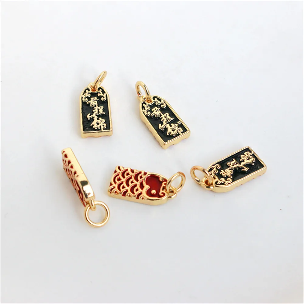 14k black and red double-sided oil drip brand, Future Sijin pendant bracelet necklace pendant diy accessories
14k black and red double-sided oil drip brand, Future Sijin pendant bracelet necklace pendant diy accessories