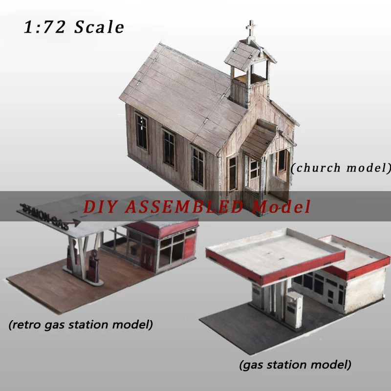 

DIY миниатюрная церковь/АЗС модель сборки здания 1:72 Масштаб деревянная архитектура материалы дети ручной работы игрушка Diorama наборы