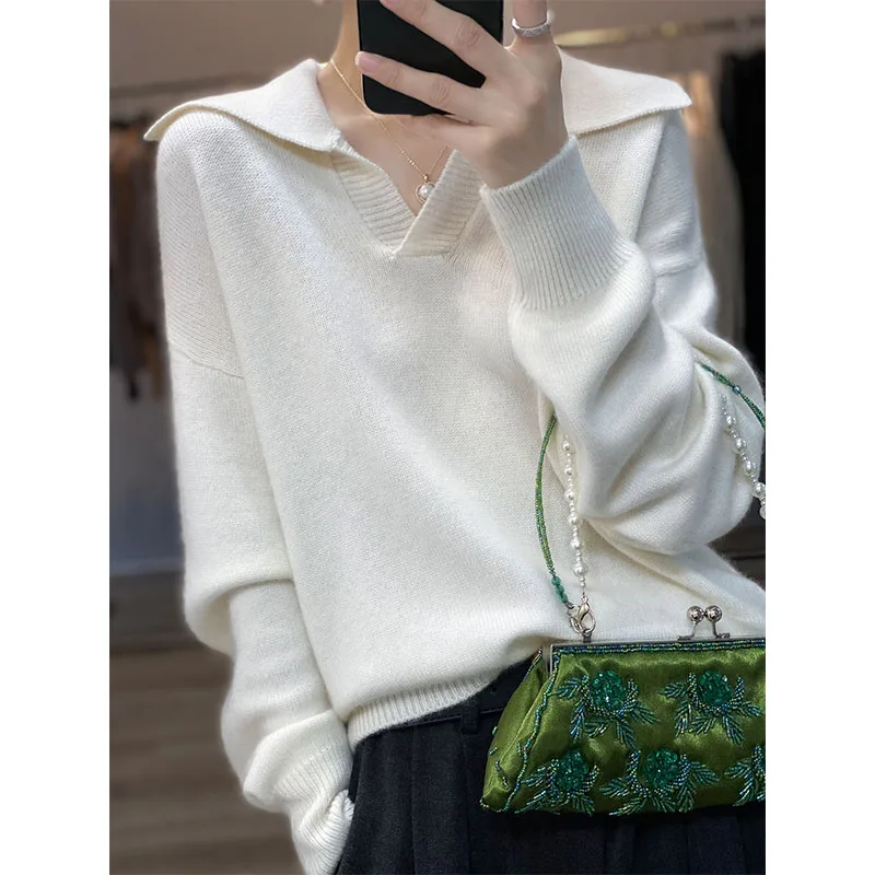 Doll Collar 100% Wool Knitwear Loose Pullover Women's Cashmere Shirt Autumn And Winter 2022 New Warm Fashion Women's Wear S-XL
Doll Collar 100% Wool Knitwear Loose Pullover Women's Cashmere Shirt Autumn And Winter 2022 New Warm Fashion Women's Wear S-XL