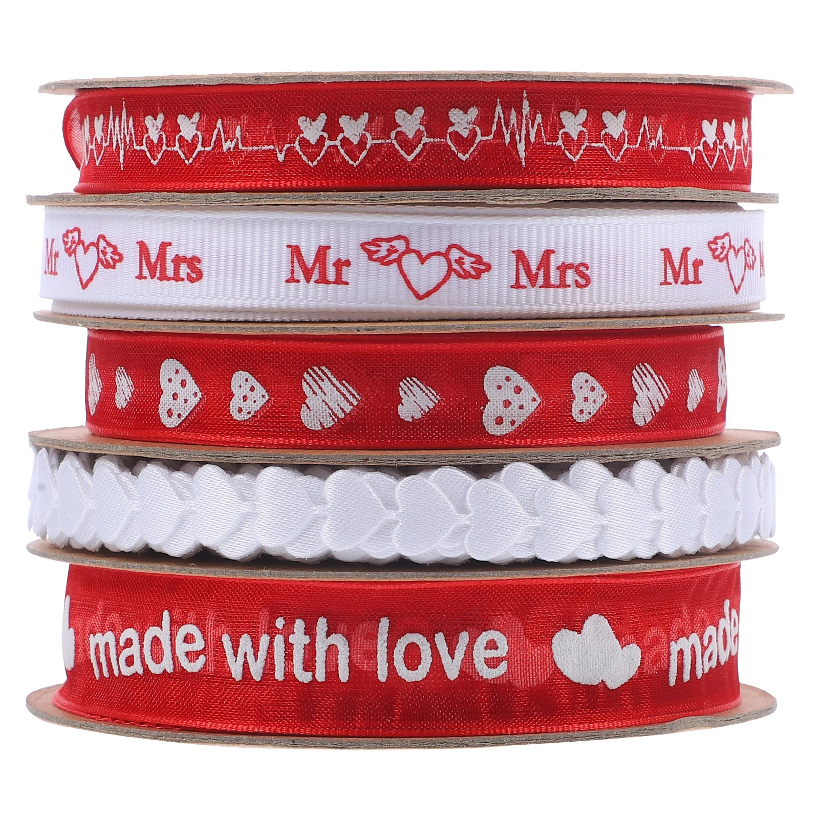 

5 Rolls of Valentines Ribbon Multi-use Valentines Ribbon Wrapping Ribbons for Present Packing