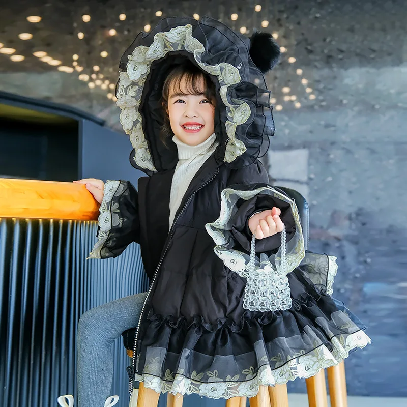 Down Jackets Kids Girls Sweet Lace Ruffles Winter Clothes Princess Black Pink Sweet Lolita Children Warm Princess Outfit
Down Jackets Kids Girls Sweet Lace Ruffles Winter Clothes Princess Black Pink Sweet Lolita Children Warm Princess Outfit