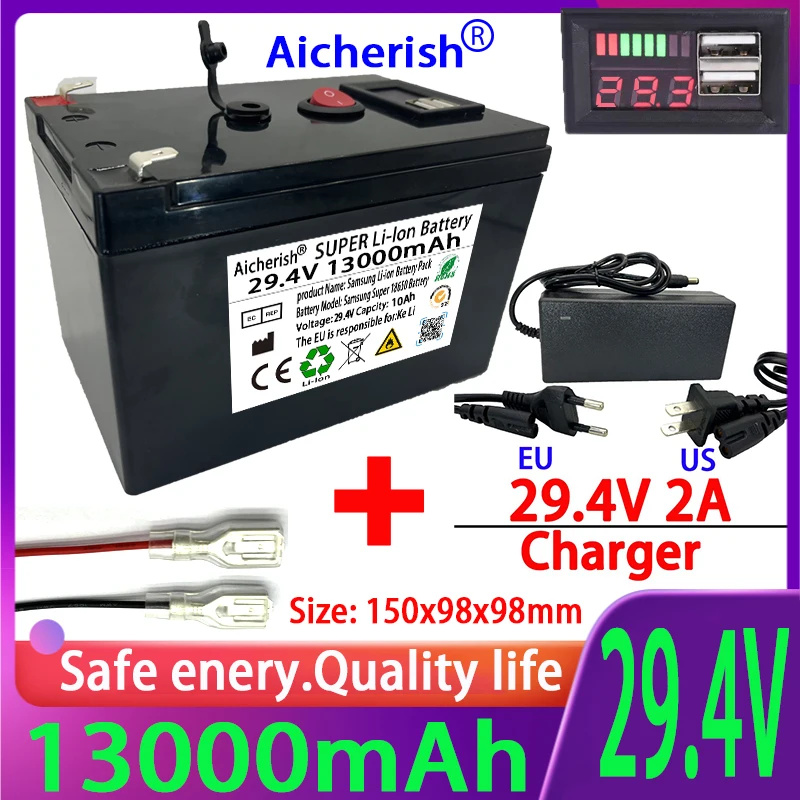 Aicherish аккумулятор высокой мощности 25,2 в, 500 Вт, электрический велосипед 29,4 в, 7S, 13000 мАч, BMS с USB 5,1, зарядка и разрядка постоянного тока
Aicherish аккумулятор высокой мощности 25,2 в, 500 Вт, электрический велосипед 29,4 в, 7S, 13000 мАч, BMS с USB 5,1, зарядка и разрядка постоянного тока