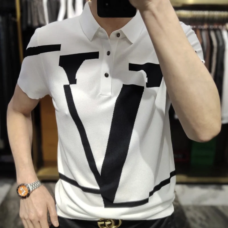 2023 Men Breathable High Quality Short Sleeve Knitted Polo Shirt Office Club Party Letter Contrast Spliced Color
2023 Men Breathable High Quality Short Sleeve Knitted Polo Shirt Office Club Party Letter Contrast Spliced Color