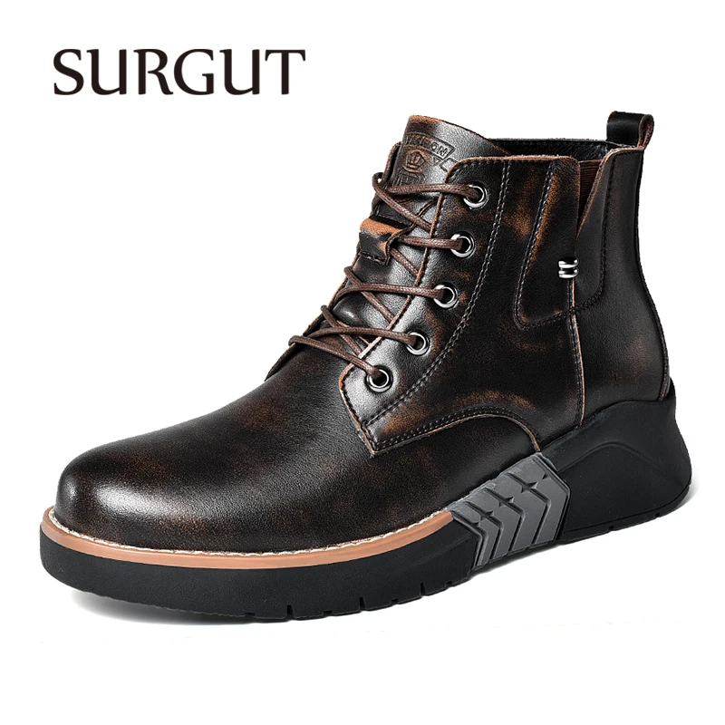SURGUT Autumn Fashion Slip On Ankle Boots Men Comfortable Motorcycle Work Boots Men Heightened Genuine Leather Boots Outdoor
SURGUT Autumn Fashion Slip On Ankle Boots Men Comfortable Motorcycle Work Boots Men Heightened Genuine Leather Boots Outdoor