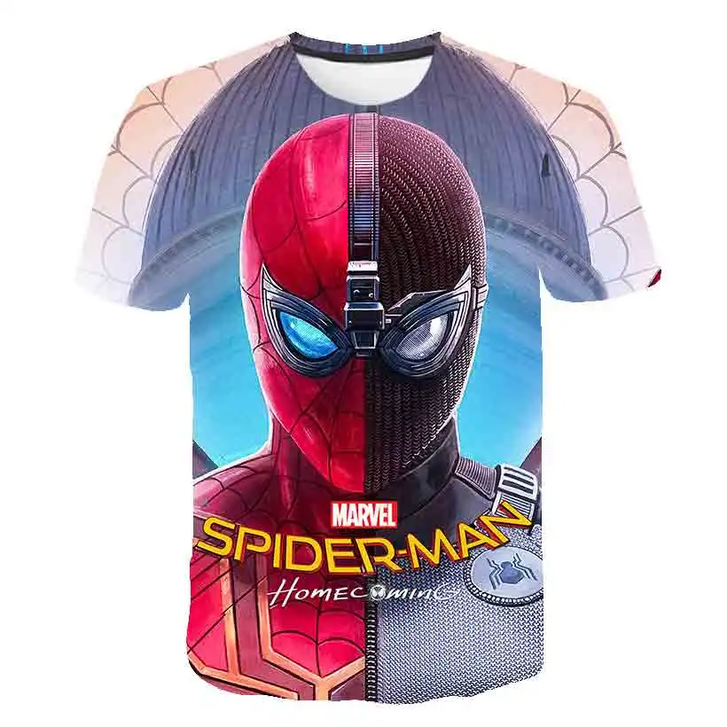 

Marvel Spider-Man Super Heros T Shirt Cartoon Anime Kids Boys Girls Children Short Sleeve Summer Children Print 3D Tshirt 4-14T