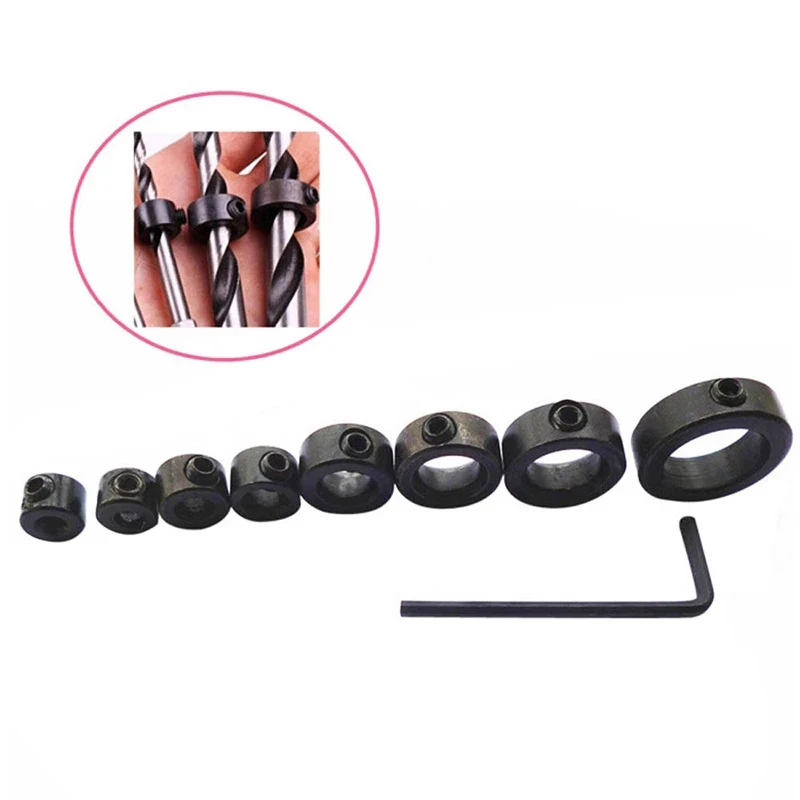 Фиксатор глубины сверления Фиксатор Зажим глубина кольцо 3-16 мм сверло ограничение кольца спиральное стандартное кольцо шестигранный ключ Деревообрабатывающие инструменты 
Фиксатор глубины сверления Фиксатор Зажим глубина кольцо 3-16 мм сверло ограничение кольца спиральное стандартное кольцо шестигранный ключ Деревообрабатывающие инструменты