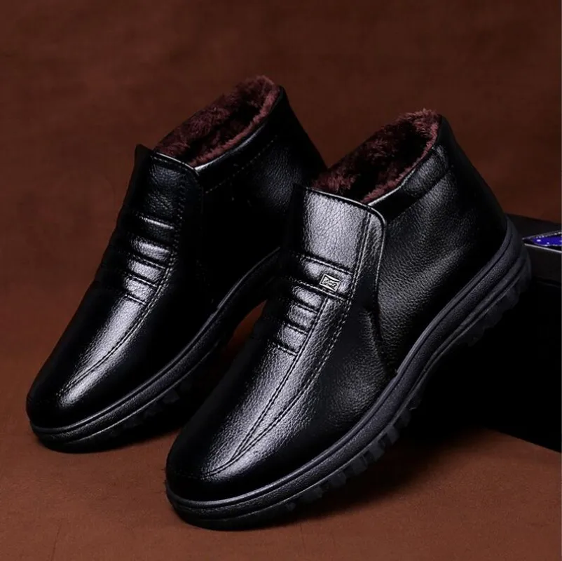Winter Waterproof Men's Casual Leather Shoes Flannel High Top Slip-on Male Casual Shoes Rubber Warm Winter Shoes for Mens
Winter Waterproof Men's Casual Leather Shoes Flannel High Top Slip-on Male Casual Shoes Rubber Warm Winter Shoes for Mens
