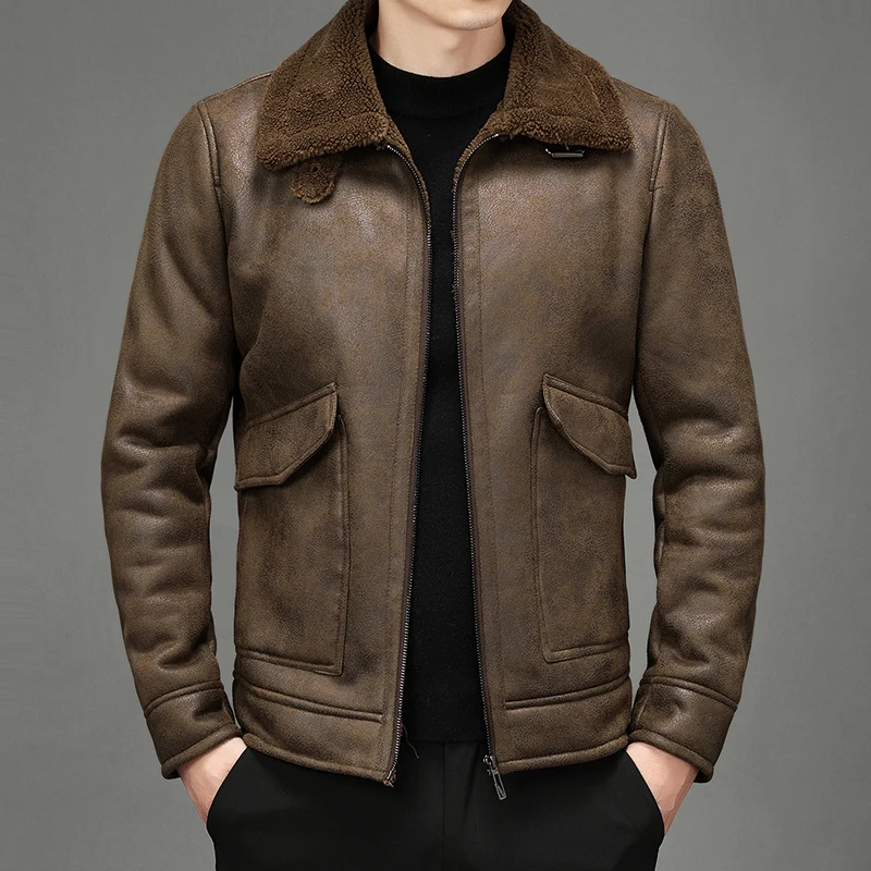 Fall/winter Men's Suede Jacket Plus Velvet Man Lapel Thickened Warmth Fashion Boutique Faux Leather Outer/large Size Men PU Coat
Fall/winter Men's Suede Jacket Plus Velvet Man Lapel Thickened Warmth Fashion Boutique Faux Leather Outer/large Size Men PU Coat