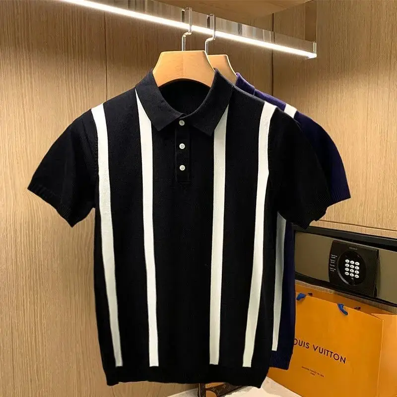 2022 Summer Men Retro Thin Breathable Lapel Tees Male Short Sleeve Stripe Polo Shirt Men Contrast Color Slim Knitted Tops A132
2022 Summer Men Retro Thin Breathable Lapel Tees Male Short Sleeve Stripe Polo Shirt Men Contrast Color Slim Knitted Tops A132