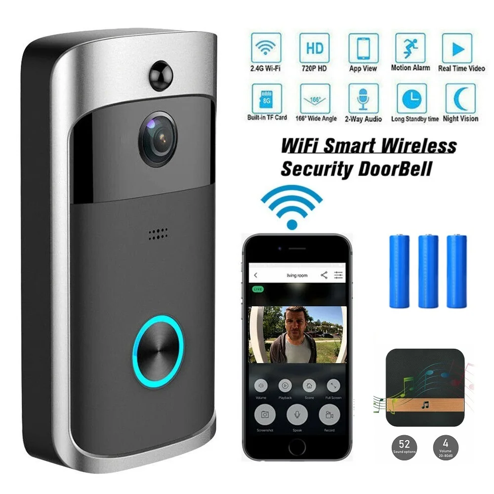 Smart Doorbell Video Intercom WIFI IP Video Door Camera Phone Door Bell IR Alarm NightVision Wireless Security Camera with Chime
Smart Doorbell Video Intercom WIFI IP Video Door Camera Phone Door Bell IR Alarm NightVision Wireless Security Camera with Chime