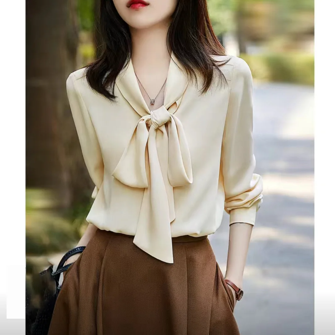 Hot Sale Blouse Women Elegant Fashion Bow Autumn Long Sleeve French Style Casual Vintage Female Feminine Daily Solid Breathable
Hot Sale Blouse Women Elegant Fashion Bow Autumn Long Sleeve French Style Casual Vintage Female Feminine Daily Solid Breathable