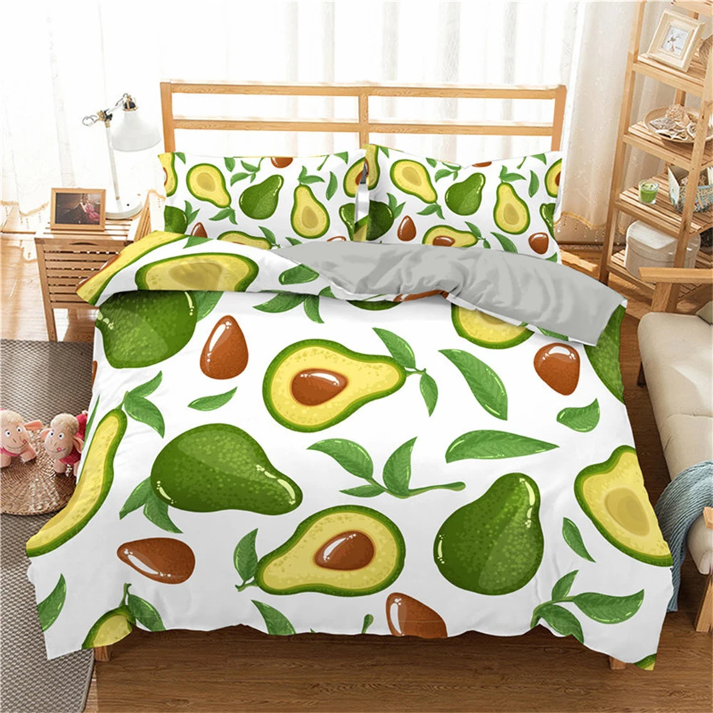 Cute Cartoon Style 3D Avocado Duvet Cover Creative Fruit Bedding Set Kids Comforter Covers And Pillowcase Queen King Size 2/3pcs 
Cute Cartoon Style 3D Avocado Duvet Cover Creative Fruit Bedding Set Kids Comforter Covers And Pillowcase Queen King Size 2/3pcs