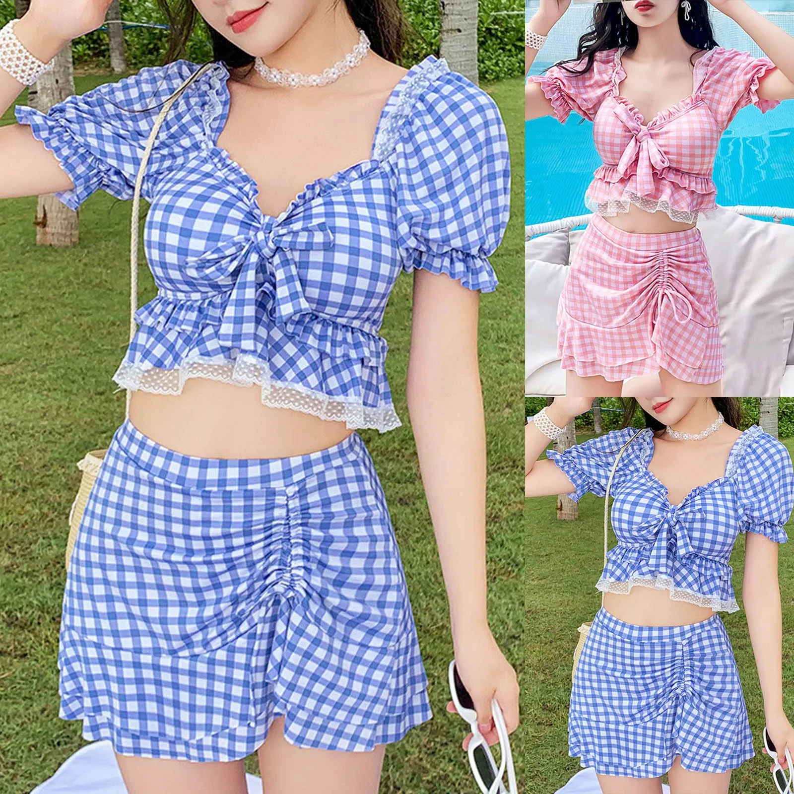 Женский кружевной купальник, клетчатый микро бикини с V-образным вырезом и коротким рукавом
Женский кружевной купальник, клетчатый микро бикини с V-образным вырезом и коротким рукавом