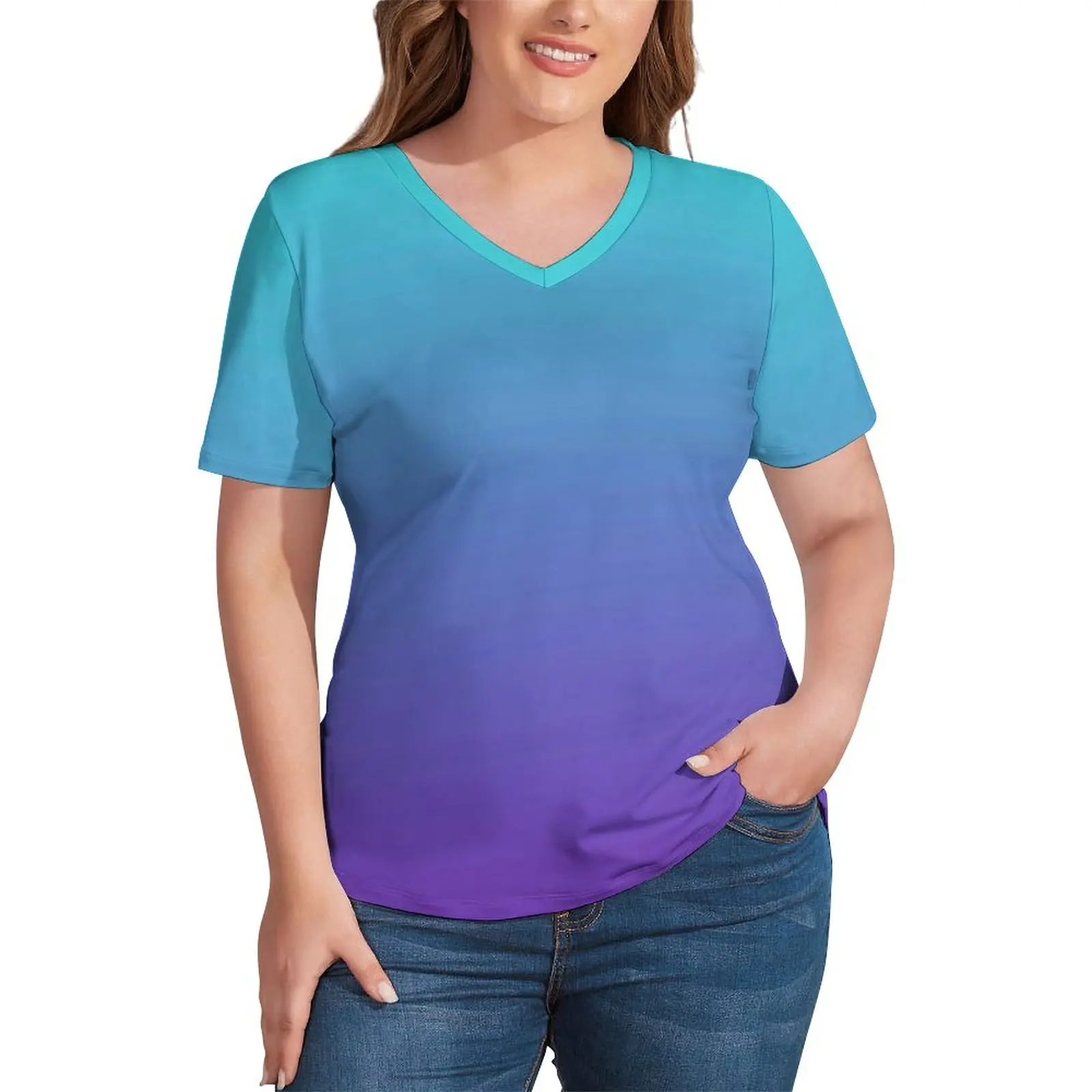 Gradient Ombre T Shirt Fluid Minimalist Vibrant Modern V Neck T-Shirts Short-Sleeve Street Style Tee Shirt Print Tees Plus Size
Gradient Ombre T Shirt Fluid Minimalist Vibrant Modern V Neck T-Shirts Short-Sleeve Street Style Tee Shirt Print Tees Plus Size