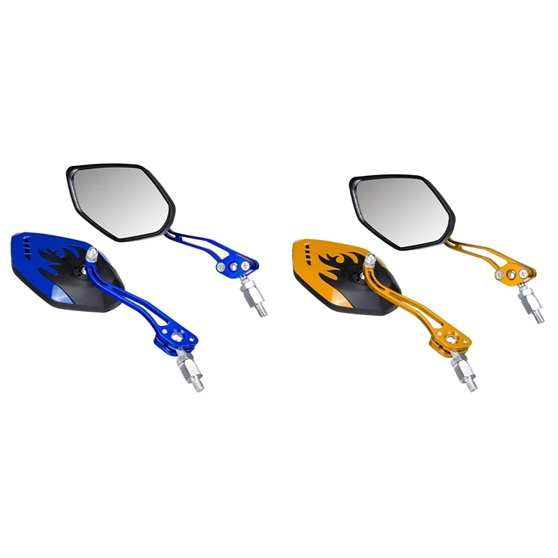 4PCS/Set Universal Motorcycle Rearview Mirrors Motorbike 360 Degree Rotation 8 / 10Mm Black+Gold & Black+Blue 
4PCS/Set Universal Motorcycle Rearview Mirrors Motorbike 360 Degree Rotation 8 / 10Mm Black+Gold & Black+Blue