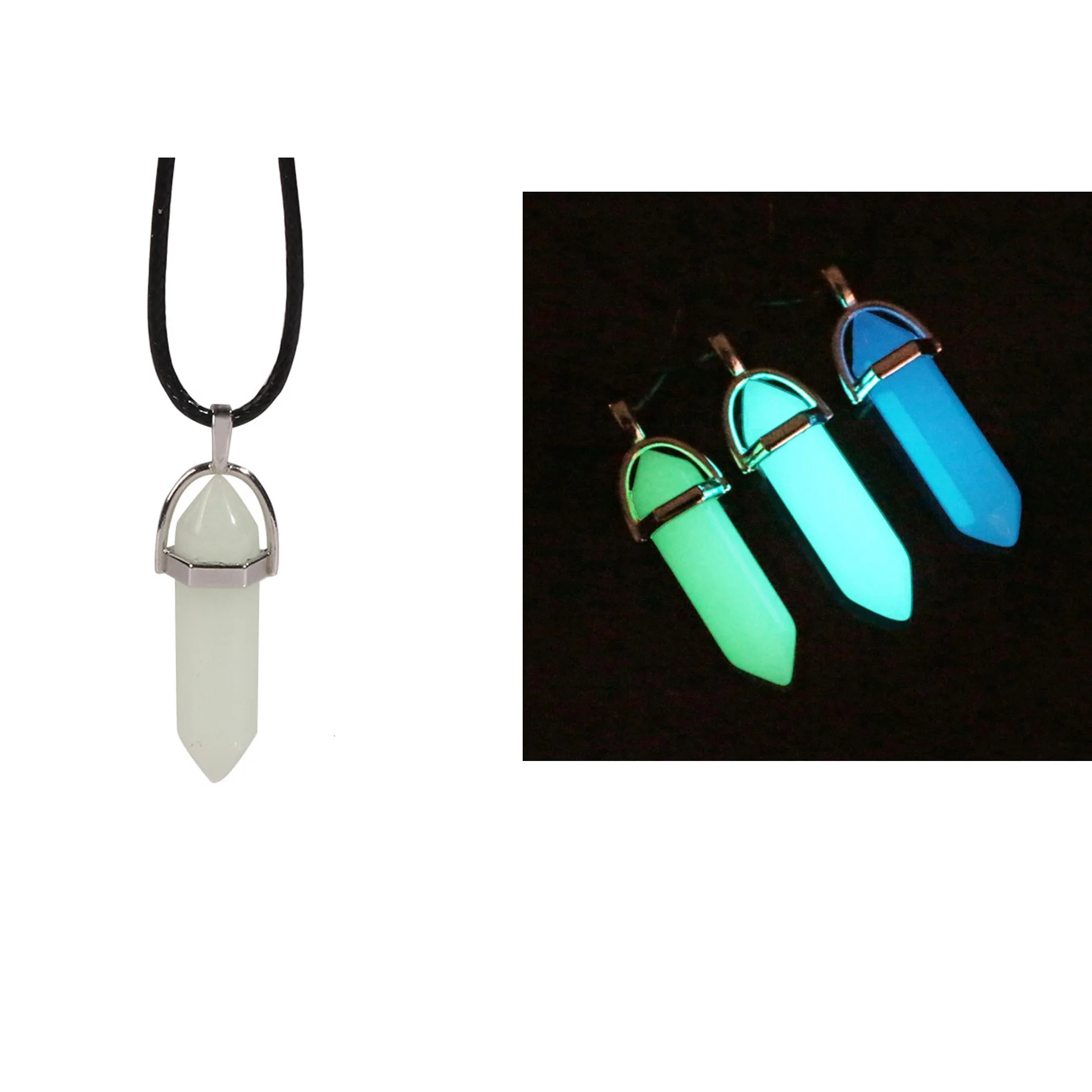 Luminous Stone Pendant Fluorescent Hexagonal Column Necklace Natural Crystal Glowing Bullet Stone Leather Chain Free Shipping
Luminous Stone Pendant Fluorescent Hexagonal Column Necklace Natural Crystal Glowing Bullet Stone Leather Chain Free Shipping