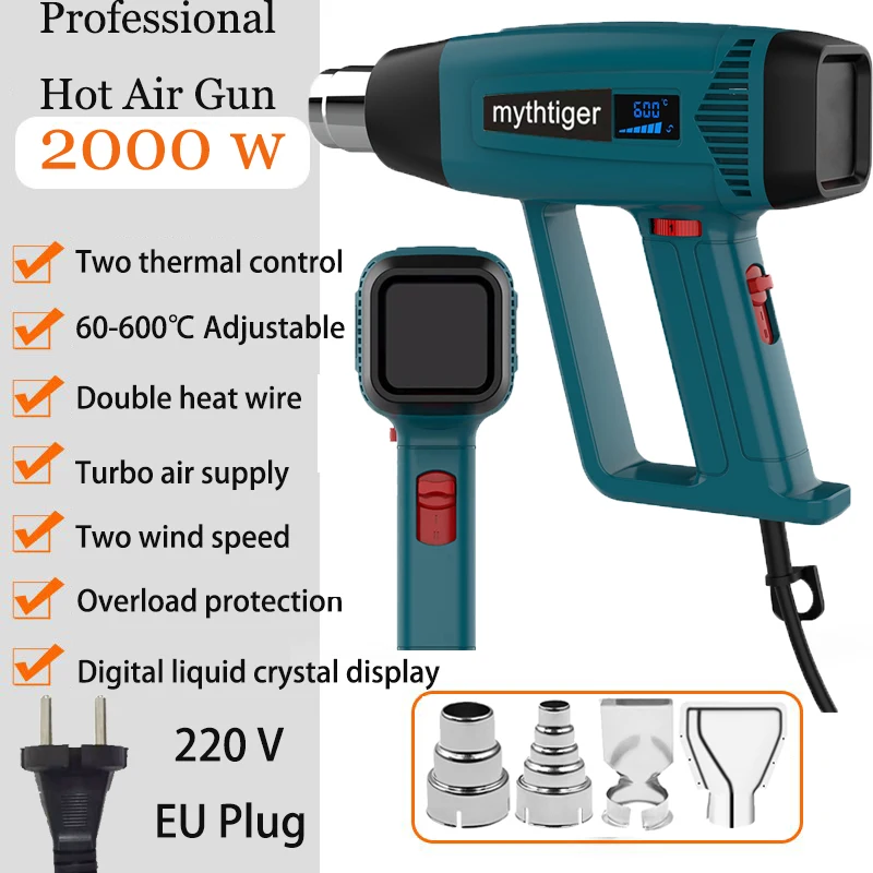 NEW Heat Gun,2000W Hot Air Gun Kit Variable Temperature Hair Dryer Construction for Crafts Shrink Wrapping/Tubing Paint Removing
NEW Heat Gun,2000W Hot Air Gun Kit Variable Temperature Hair Dryer Construction for Crafts Shrink Wrapping/Tubing Paint Removing