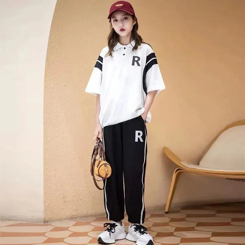 2023 Summer New Childhood Girls' student Sports Short Sleeve Set Middle and Big children Leisure Fashion Trend kids clothing
2023 Summer New Childhood Girls' student Sports Short Sleeve Set Middle and Big children Leisure Fashion Trend kids clothing