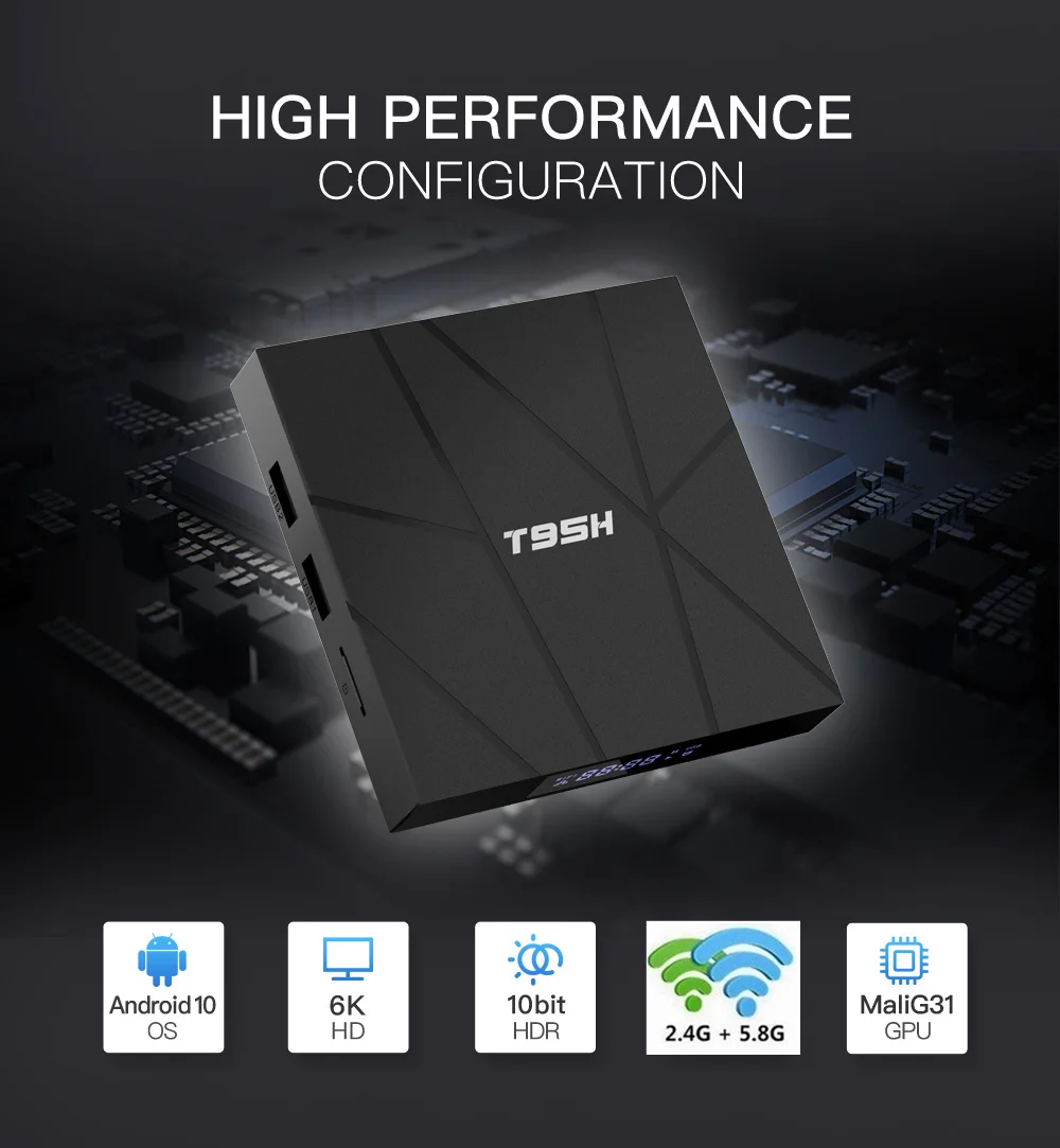 6K T95H TV Box For Android 10.0 Allwinner H616 HDMI-compatible TV Box 4Gb 32Gb 64Gb Rom Media Player Quad-Core Set Top Box
6K T95H TV Box For Android 10.0 Allwinner H616 HDMI-compatible TV Box 4Gb 32Gb 64Gb Rom Media Player Quad-Core Set Top Box