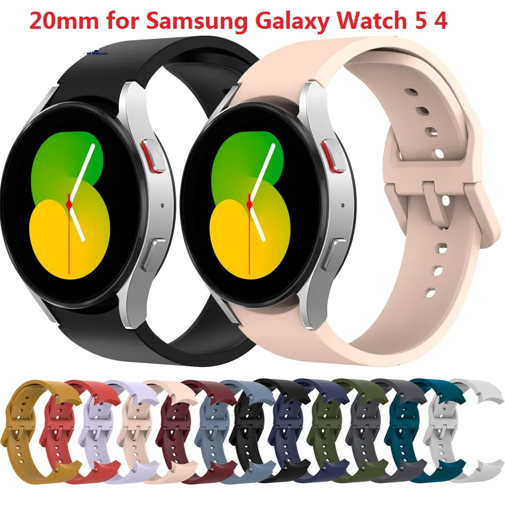 

20mm Silicone Strap for Samsung Galaxy Watch 5 4 40/44mm Watch5 Pro 45mm Watch4 Classic 42/46mm Watch Band Sport Bracelet