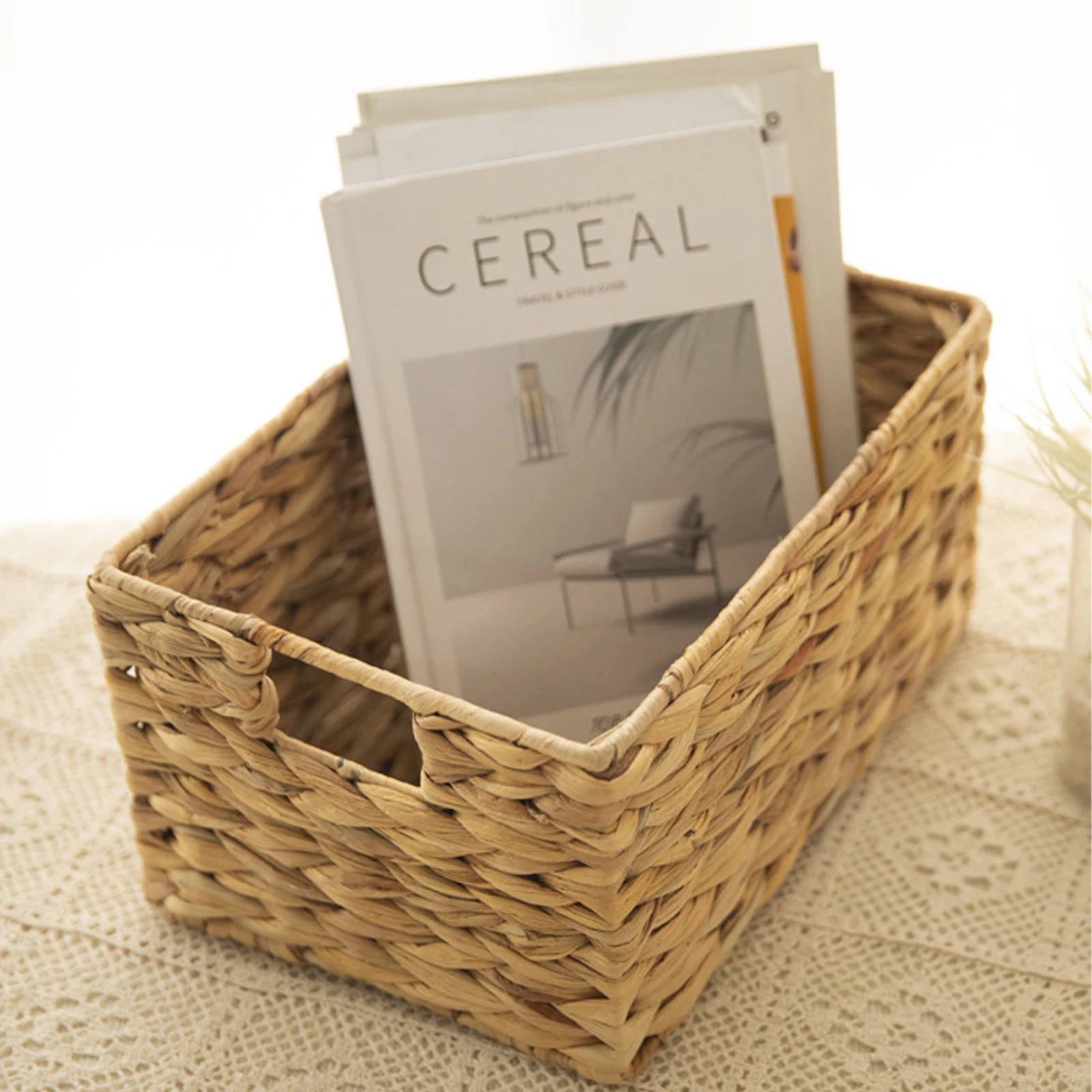 Natural Water Hyacinth Storage Basket with Handle, Rectangular Wicker Basket for Organizing, Decorative Wicker Storage Basket
Natural Water Hyacinth Storage Basket with Handle, Rectangular Wicker Basket for Organizing, Decorative Wicker Storage Basket
