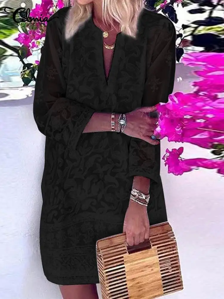 Celmia Fashion Streetwear Solid Chic Short Vestidos Women Lace Mini Dresses 2022 Summer Mesh Patchwork 3/4 Sleeve Party Sundress
Celmia Fashion Streetwear Solid Chic Short Vestidos Women Lace Mini Dresses 2022 Summer Mesh Patchwork 3/4 Sleeve Party Sundress