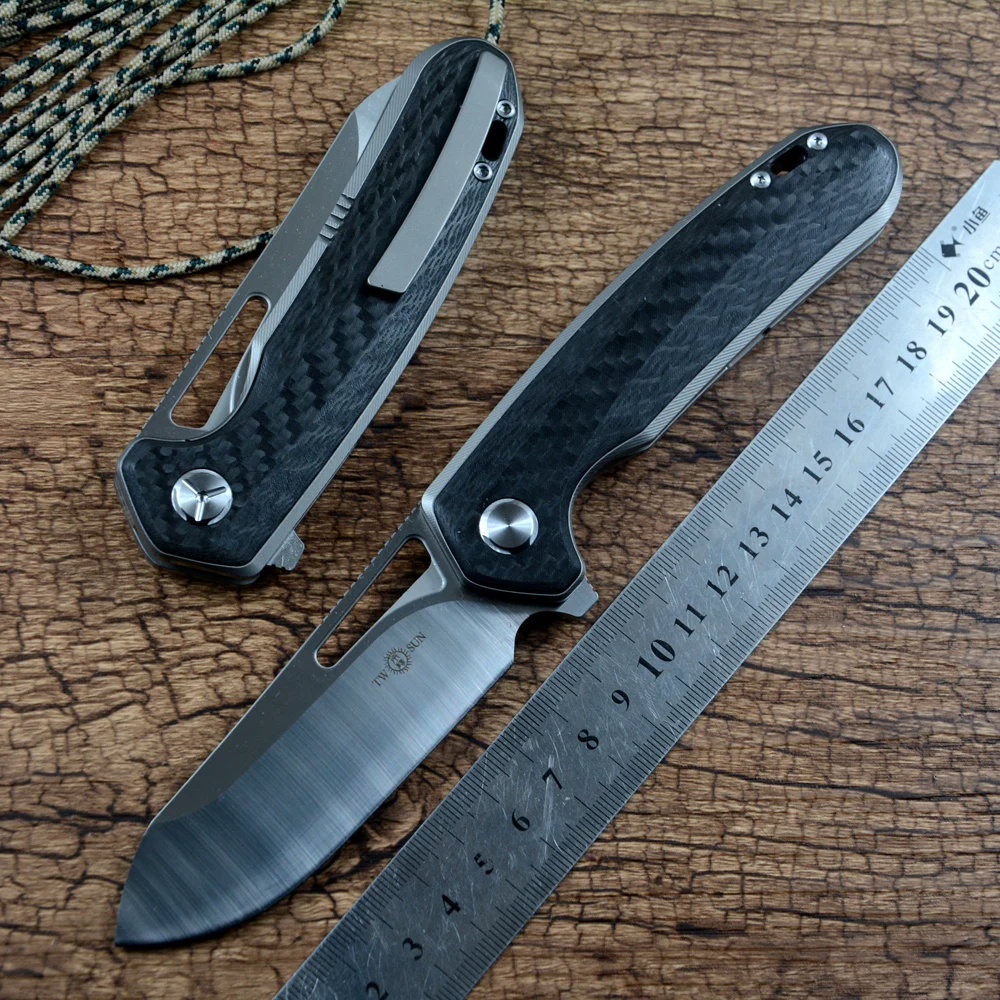 TWOSUN TS380 Knife Utility Folding 14C28N Satin Blade Ball Bearing Washer CF Titanium Handle Outdoor Camping Hunting EDC Knives
TWOSUN TS380 Knife Utility Folding 14C28N Satin Blade Ball Bearing Washer CF Titanium Handle Outdoor Camping Hunting EDC Knives