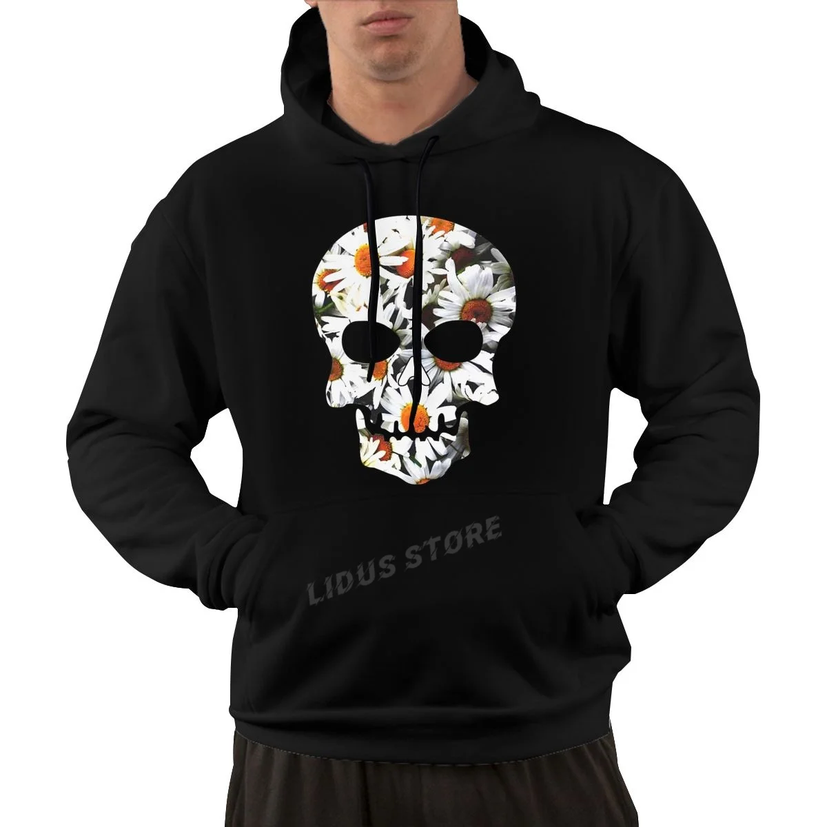 

DAISY SKULL Skeleton FLOWERS Tumblr Hoodie Sweatshirt Harajuku Streetwear 100% Cotton Men's Graphics Hoodie