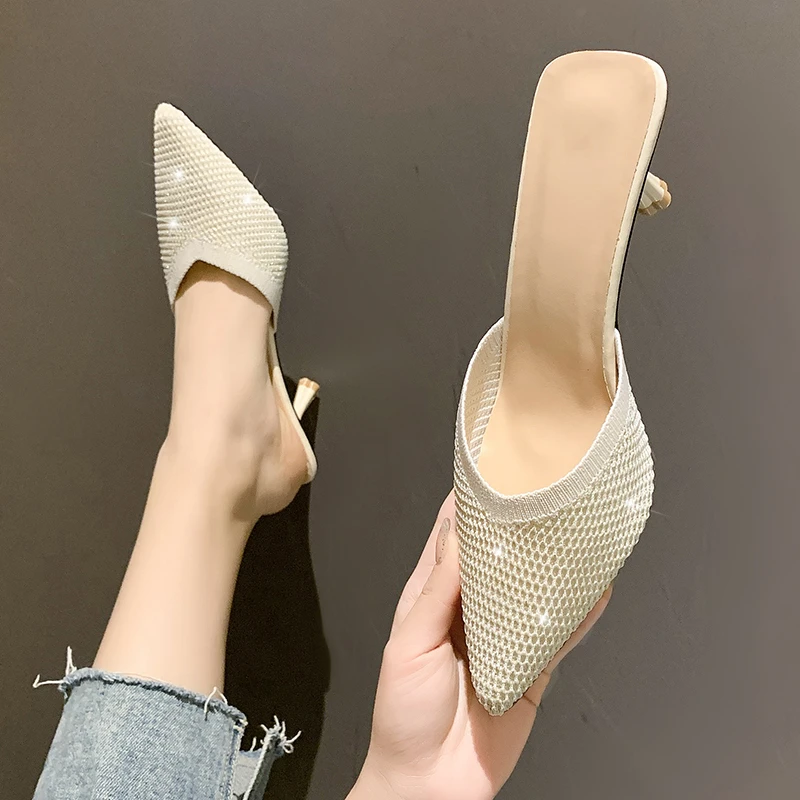 Mid-heel Muller Shoes Electroplated Thick-heel Baotou Half Slippers Women's Thin Temperament Sandals All-match Lady Women Shoes
Mid-heel Muller Shoes Electroplated Thick-heel Baotou Half Slippers Women's Thin Temperament Sandals All-match Lady Women Shoes