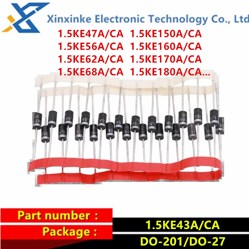 10PCS TVS Tube Transient Diode DO-201 1.5KE47A/CA 1.5KE150A/CA 1.5KE56A 1.5KE160CA 1.5KE62A 1.5KE170A 5KE68A 180V 200V 220V 43V
10PCS TVS Tube Transient Diode DO-201 1.5KE47A/CA 1.5KE150A/CA 1.5KE56A 1.5KE160CA 1.5KE62A 1.5KE170A 5KE68A 180V 200V 220V 43V