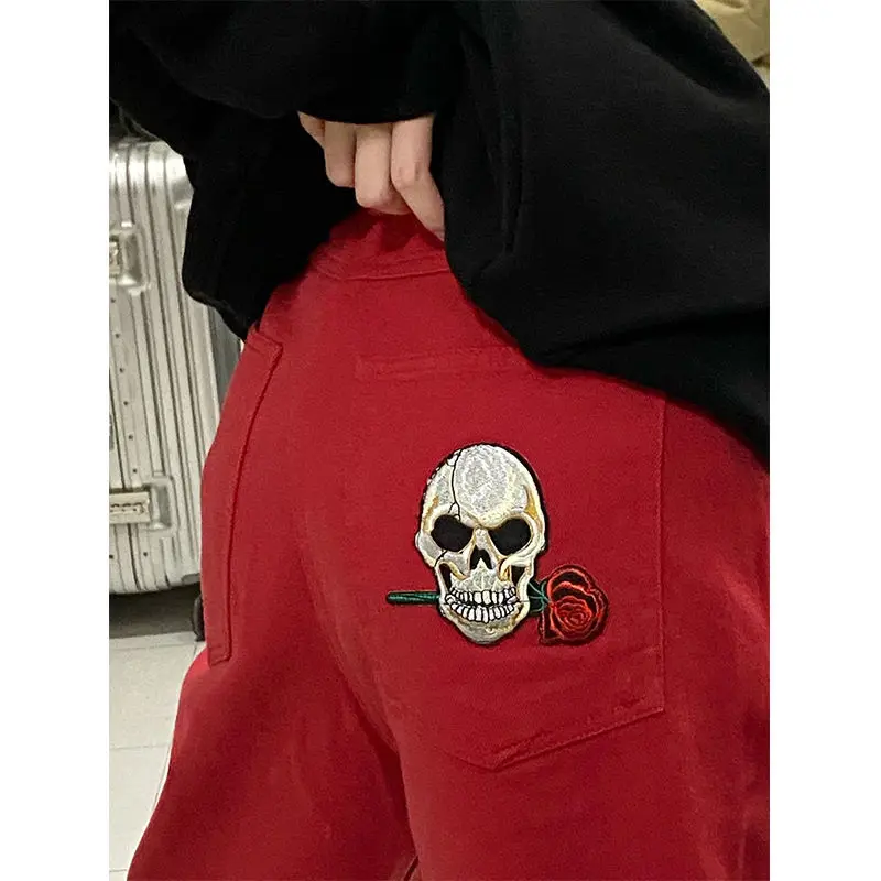 Feiernan Y2k Hip Hop Straight Pants Women Red Vintage Embroidery Full Length Trousers High Street High Waist Wide Leg Bottoms
Feiernan Y2k Hip Hop Straight Pants Women Red Vintage Embroidery Full Length Trousers High Street High Waist Wide Leg Bottoms