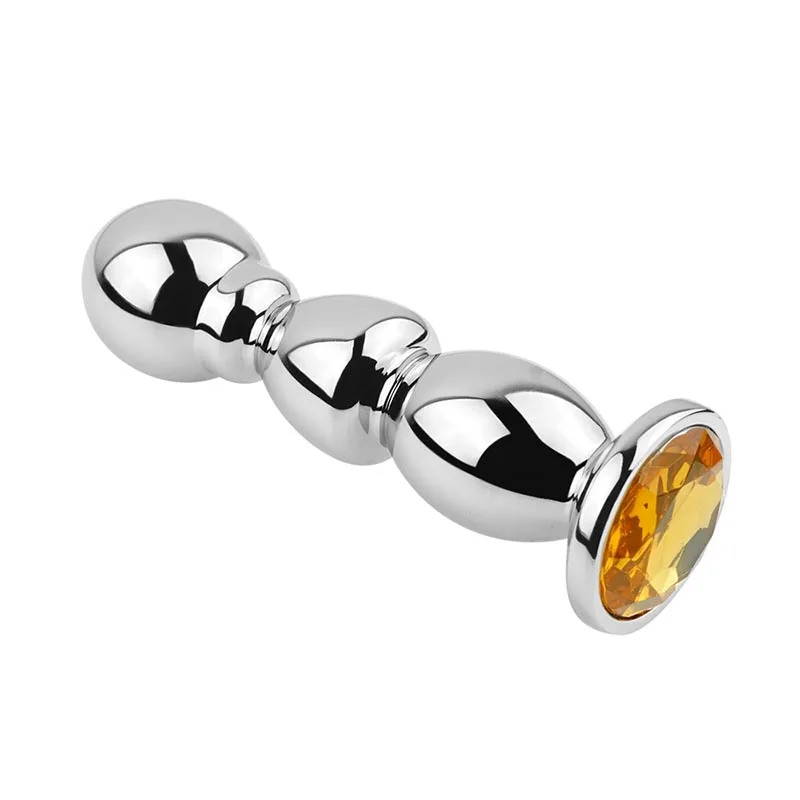 Анальная втулка Silver Spiral с оранжевым кристаллом 515-10 ORANGE-DD - МиФ - Анальные пробки со стразами - Купить