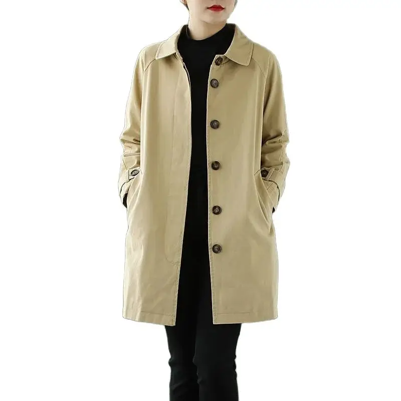 Washed Cotton Mid-Length Trench Coat Women's Spring Autumn Korean Loose Coat Casual Single-Breasted Outerwear Female 2022
Washed Cotton Mid-Length Trench Coat Women's Spring Autumn Korean Loose Coat Casual Single-Breasted Outerwear Female 2022