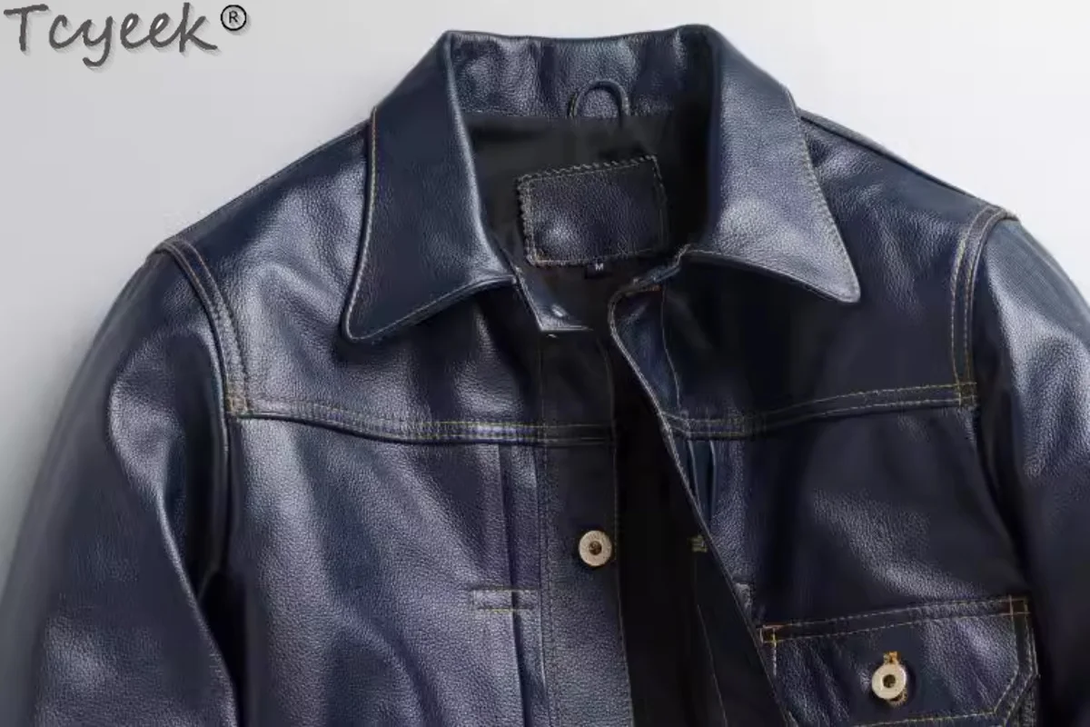 Fall Spring Genuine Mens Clothing Real Cowhide Coat Silm Leather Jackets Jaqueta Masculina Motoqueiro LM
Fall Spring Genuine Mens Clothing Real Cowhide Coat Silm Leather Jackets Jaqueta Masculina Motoqueiro LM