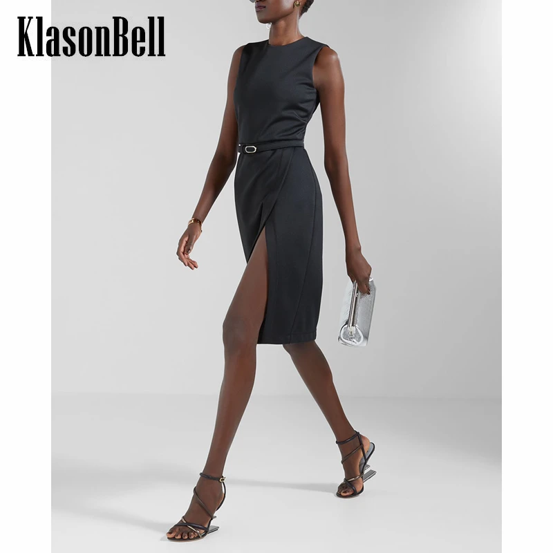4.18 KlasonBell Sleeveless Round Neck Solid Color Slim Sexy Split Dress Women With Belt
4.18 KlasonBell Sleeveless Round Neck Solid Color Slim Sexy Split Dress Women With Belt
