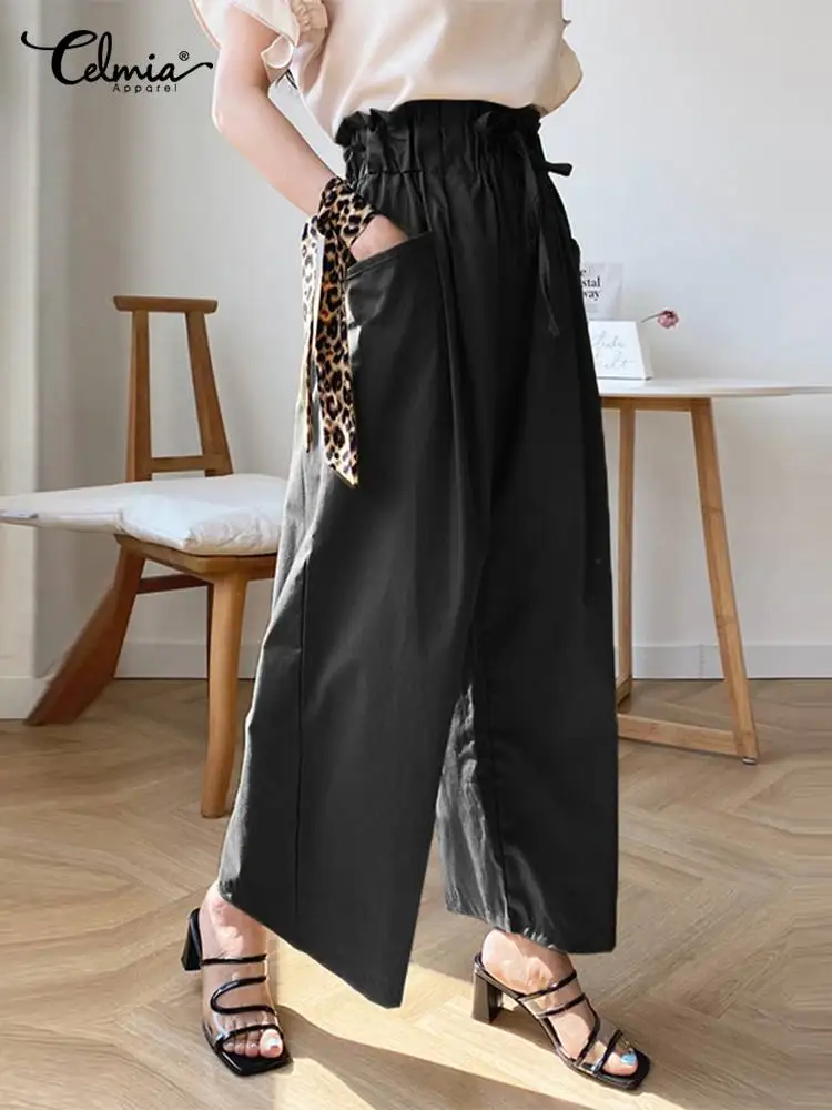 Korean Style Autumn Women Long Pant Celmia Fashion Wide Leg High Waist Straight Pants Casual Loose Drawstring Pleated Trousers
Korean Style Autumn Women Long Pant Celmia Fashion Wide Leg High Waist Straight Pants Casual Loose Drawstring Pleated Trousers